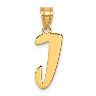 14k Yellow Gold Polished Script Letter J Initial Pendant