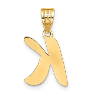 14k Yellow Gold Polished Script Letter K Initial Pendant