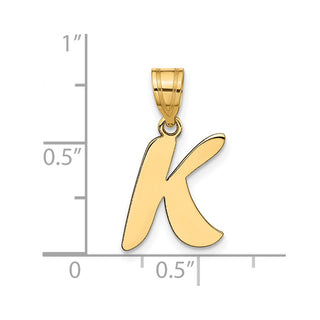 14k Yellow Gold Polished Script Letter K Initial Pendant