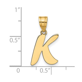 14k Yellow Gold Polished Script Letter K Initial Pendant