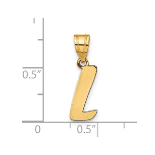14k Yellow Gold Polished Script Letter L Initial Pendant