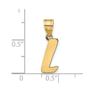 14k Yellow Gold Polished Script Letter L Initial Pendant