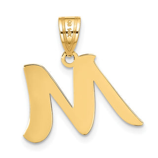 14k Yellow Gold Polished Script Letter M Initial Pendant