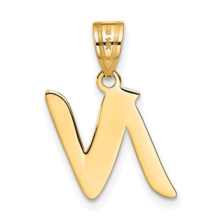 14k Yellow Gold Polished Script Letter N Initial Pendant