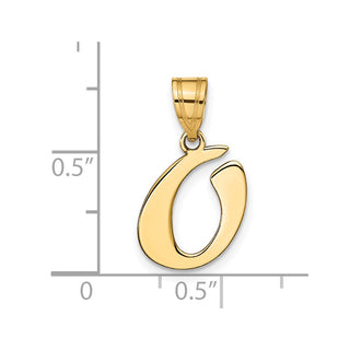 14k Yellow Gold Polished Script Letter O Initial Pendant