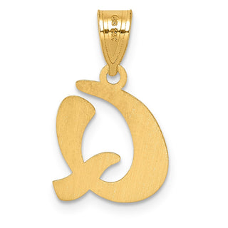 14k Yellow Gold Polished Script Letter Q Initial Pendant