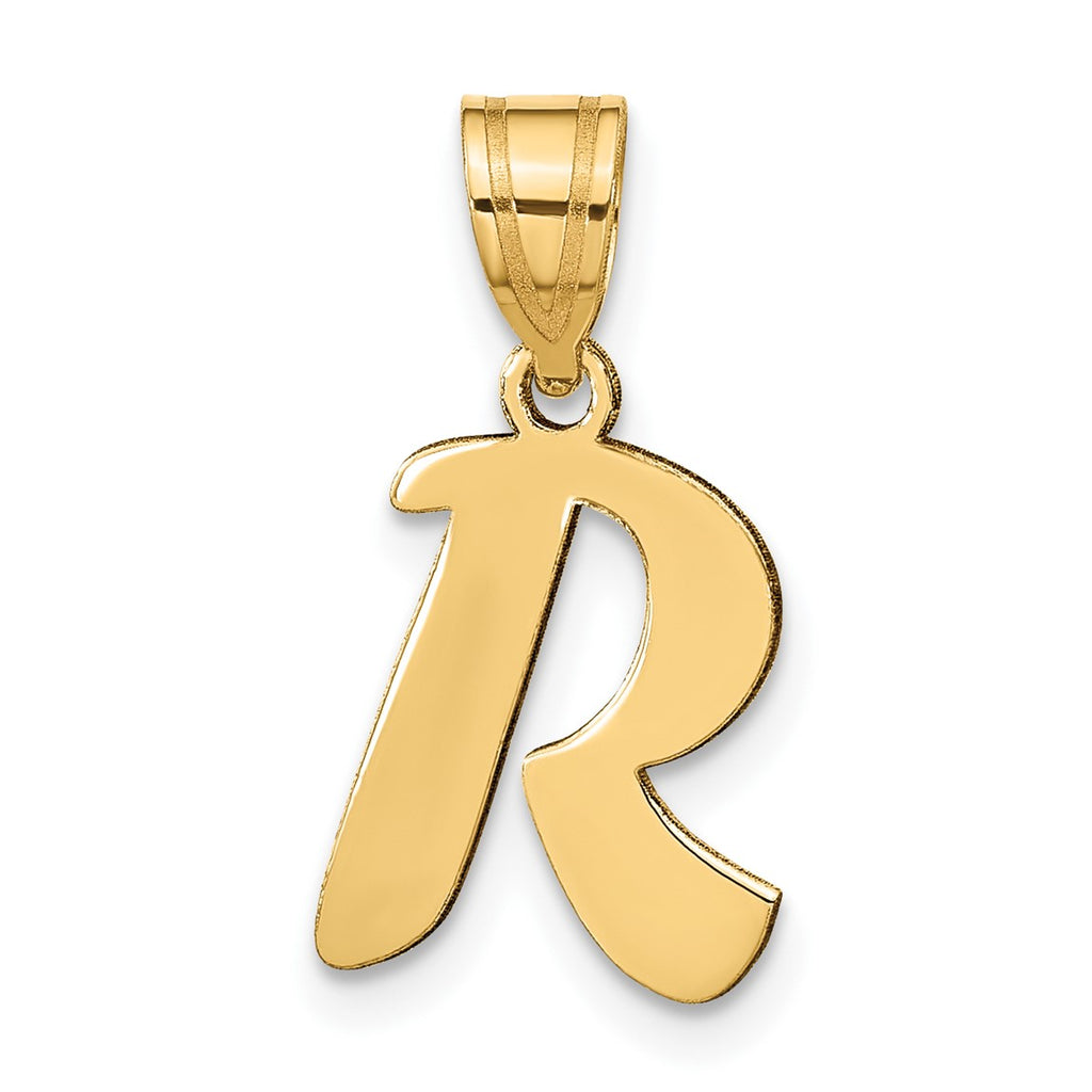 14k Yellow Gold Polished Script Letter R Initial Pendant – Wellness ...