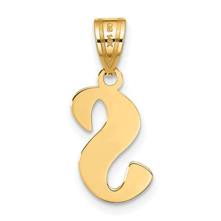 14k Yellow Gold Polished Script Letter S Initial Pendant