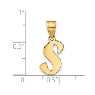 14k Yellow Gold Polished Script Letter S Initial Pendant