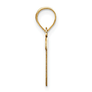 14k Yellow Gold Polished Script Letter T Initial Pendant
