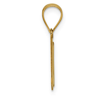 14k Yellow Gold Polished Script Letter U Initial Pendant
