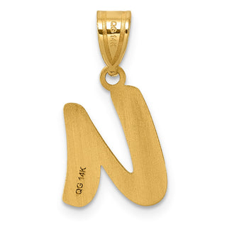 14k Yellow Gold Polished Script Letter U Initial Pendant