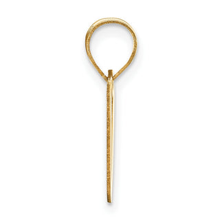 14k Yellow Gold Polished Script Letter V Initial Pendant