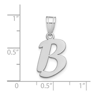 14k White Gold Polished Script Letter B Initial Pendant