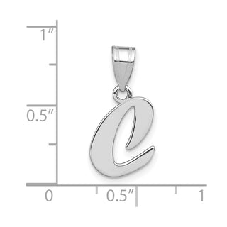 14k White Gold Polished Script Letter C Initial Pendant