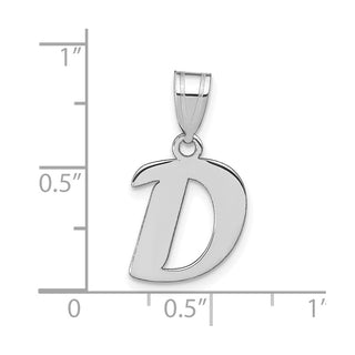 14k White Gold Polished Script Letter D Initial Pendant