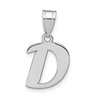 14k White Gold Polished Script Letter D Initial Pendant