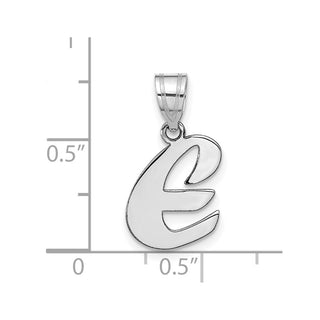 14k White Gold Polished Script Letter E Initial Pendant