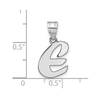 14k White Gold Polished Script Letter E Initial Pendant