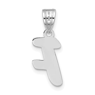 14k White Gold Polished Script Letter F Initial Pendant