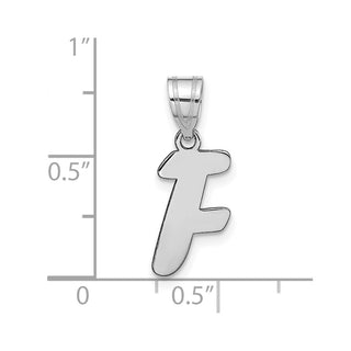 14k White Gold Polished Script Letter F Initial Pendant
