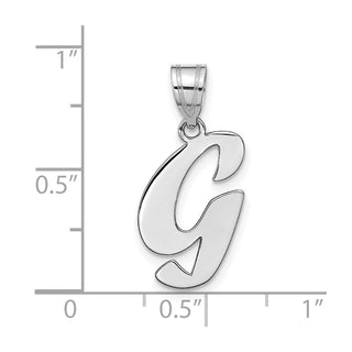 14k White Gold Polished Script Letter G Initial Pendant