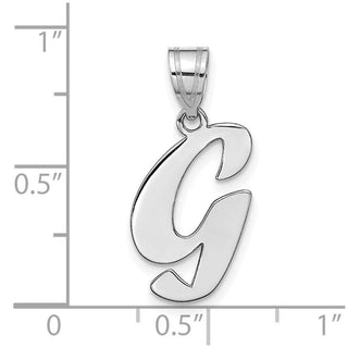 14k White Gold Polished Script Letter G Initial Pendant