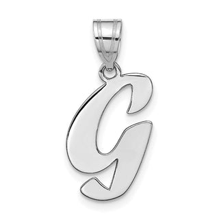 14k White Gold Polished Script Letter G Initial Pendant