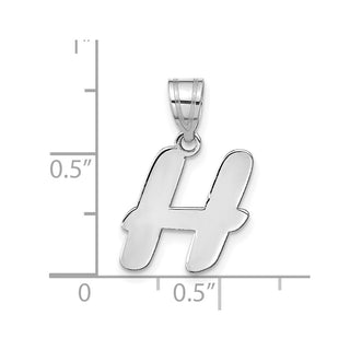 14k White Gold Polished Script Letter H Initial Pendant