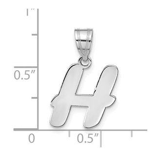 14k White Gold Polished Script Letter H Initial Pendant