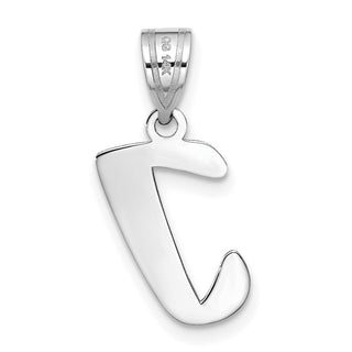 14k White Gold Polished Script Letter I Initial Pendant