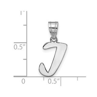 14k White Gold Polished Script Letter I Initial Pendant