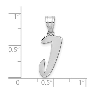 14k White Gold Polished Script Letter J Initial Pendant