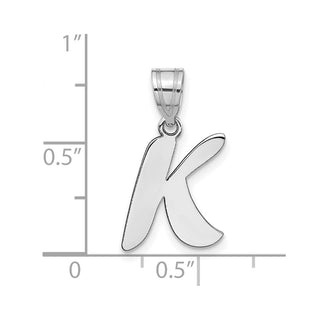 14k White Gold Polished Script Letter K Initial Pendant