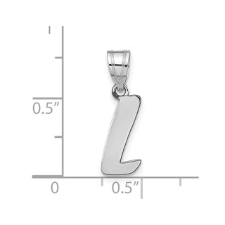 14k White Gold Polished Script Letter L Initial Pendant