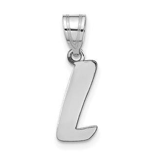 14k White Gold Polished Script Letter L Initial Pendant