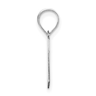 14k White Gold Polished Script Letter M Initial Pendant