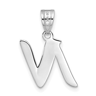 14k White Gold Polished Script Letter N Initial Pendant