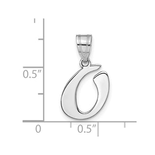 14k White Gold Polished Script Letter O Initial Pendant