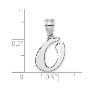 14k White Gold Polished Script Letter O Initial Pendant