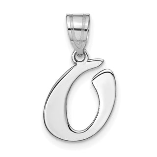 14k White Gold Polished Script Letter O Initial Pendant