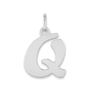 14k White Gold Polished Script Letter Q Initial Pendant