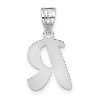 14k White Gold Polished Script Letter R Initial Pendant