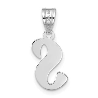 14k White Gold Polished Script Letter S Initial Pendant