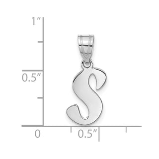 14k White Gold Polished Script Letter S Initial Pendant