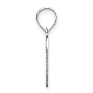 14k White Gold Polished Script Letter T Initial Pendant