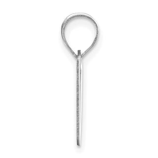 14k White Gold Polished Script Letter V Initial Pendant