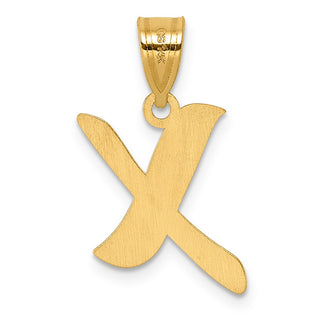 14k Yellow Gold Polished Script Letter X Initial Pendant