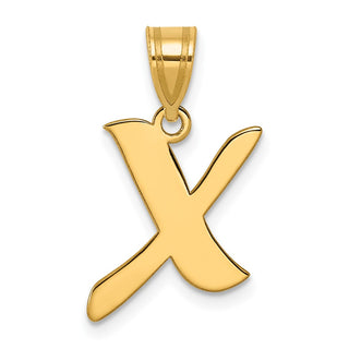 14k Yellow Gold Polished Script Letter X Initial Pendant
