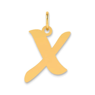 14k Yellow Gold Polished Script Letter X Initial Pendant